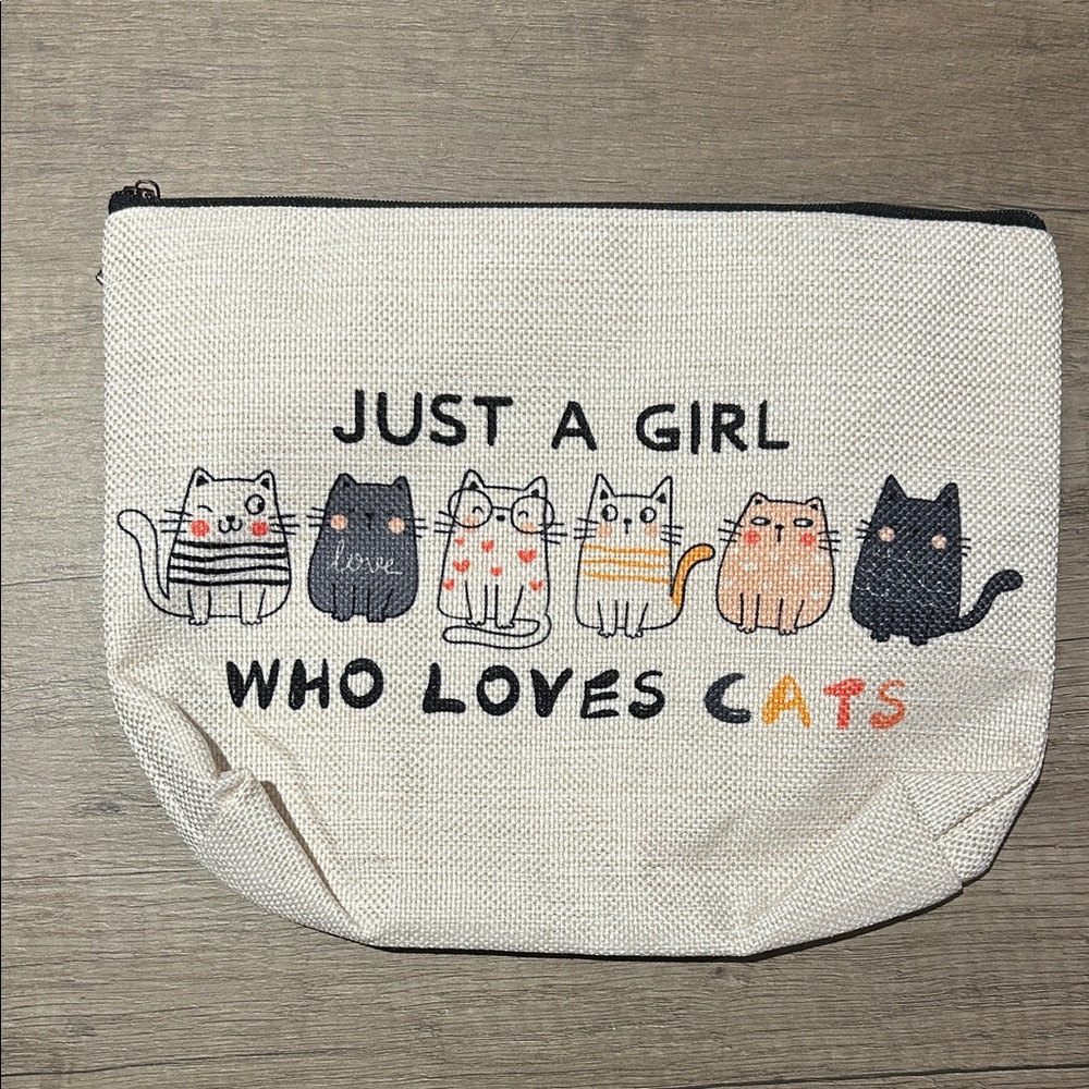 Cat Lover's Cream and Black Pouch